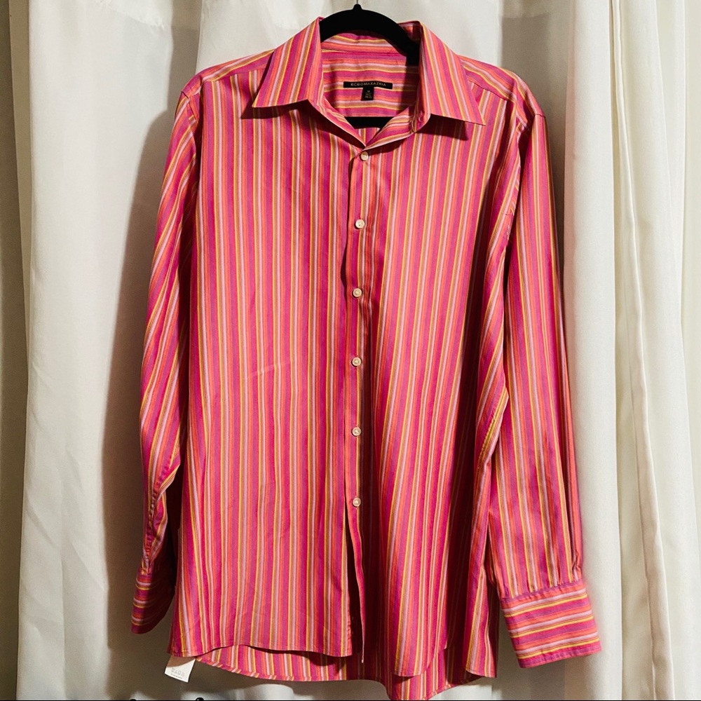 BCBG PINK STRIPED CLASSY BUTTON DOWN
